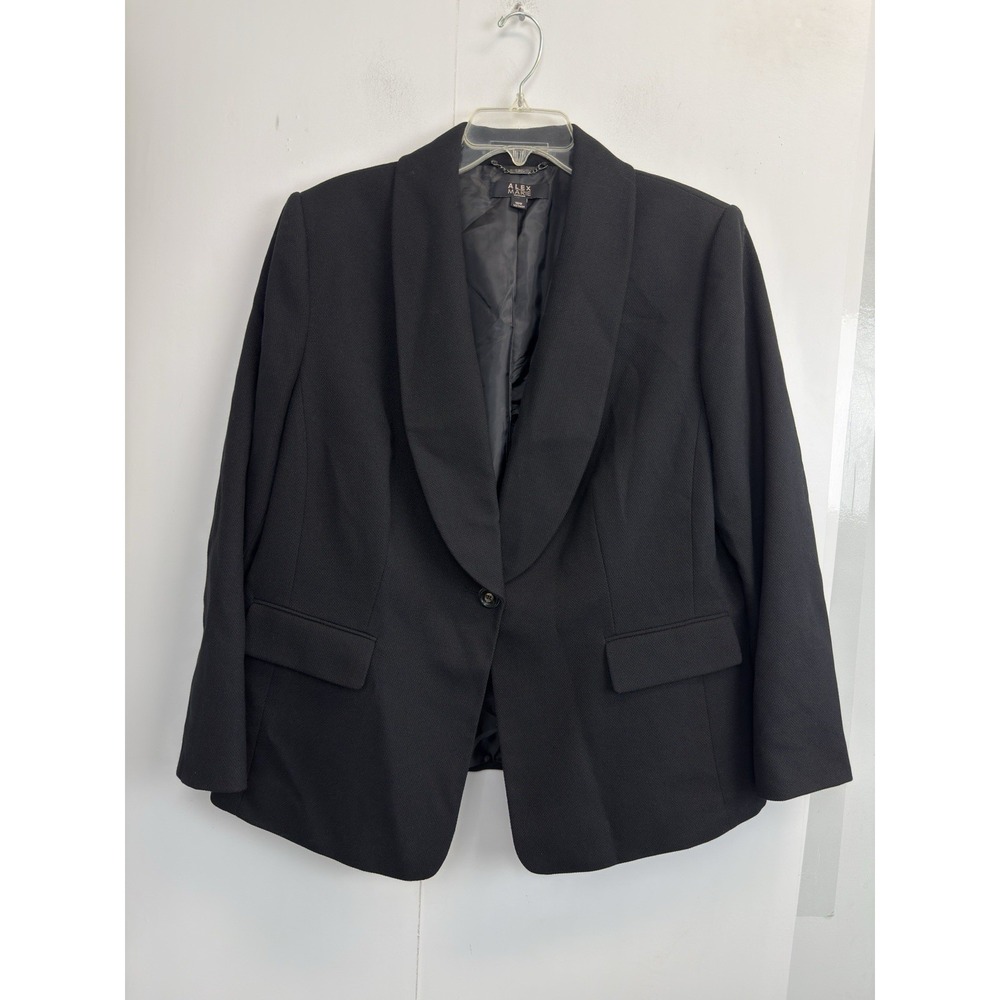 Alex Marie Women's Blazer Size 16W Black One Button Long Sleeves Workwear